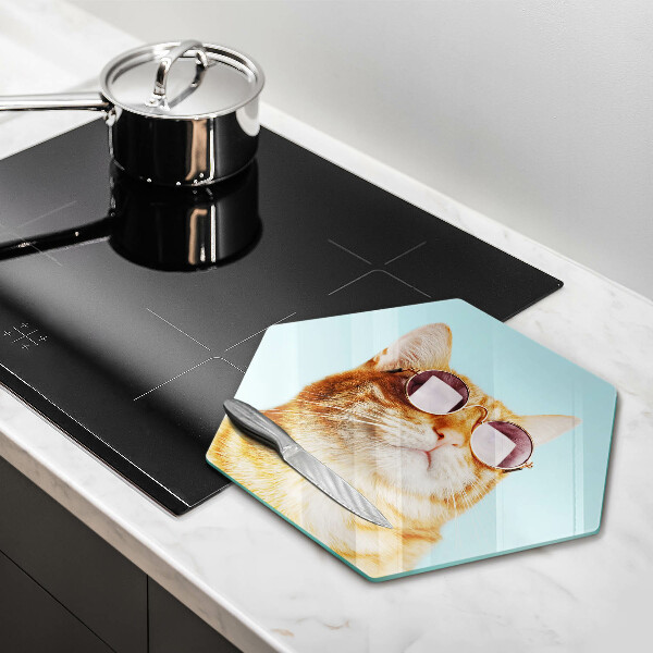 Glass worktop saver Rudy Cat with glasses