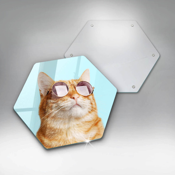 Glass worktop saver Rudy Cat with glasses