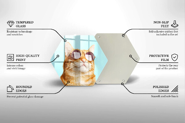 Glass worktop saver Rudy Cat with glasses