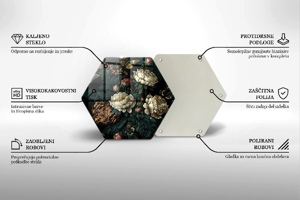 Glass worktop protector Vintage peony flowers