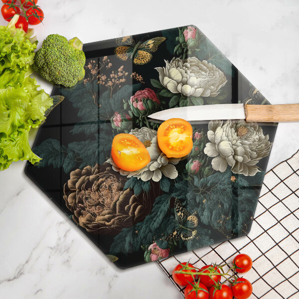 Glass worktop protector Vintage peony flowers
