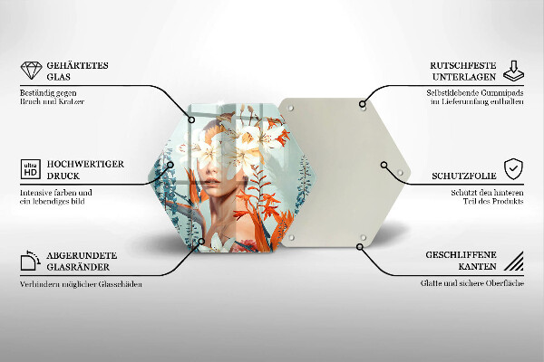 Glass worktop saver A woman in flowers