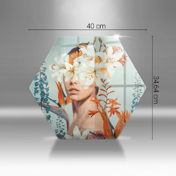 Glass worktop saver A woman in flowers