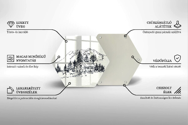 Chopping board Drawing a house in the mountains
