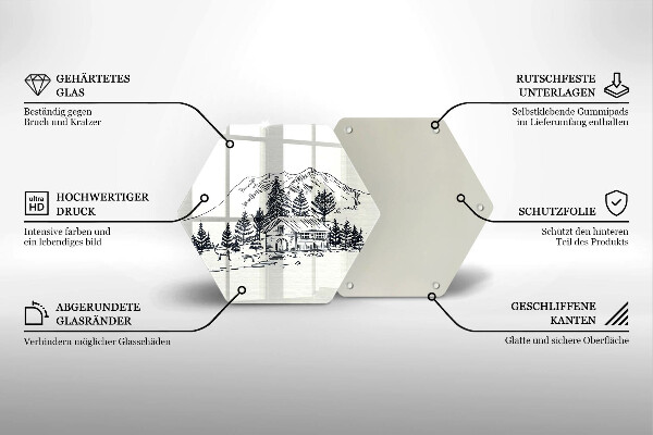 Chopping board Drawing a house in the mountains