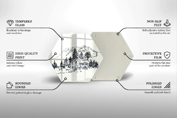 Chopping board Drawing a house in the mountains