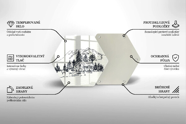 Chopping board Drawing a house in the mountains