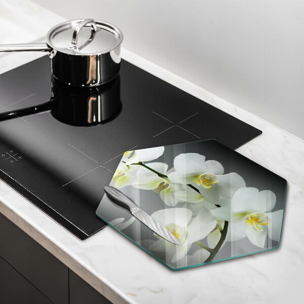 Chopping board White orchid flowers