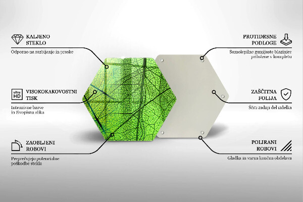 Chopping board glass Natura leaves