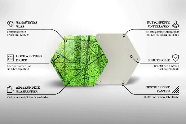 Chopping board glass Natura leaves