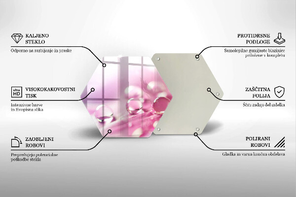 Chopping board glass Rosa flower petals