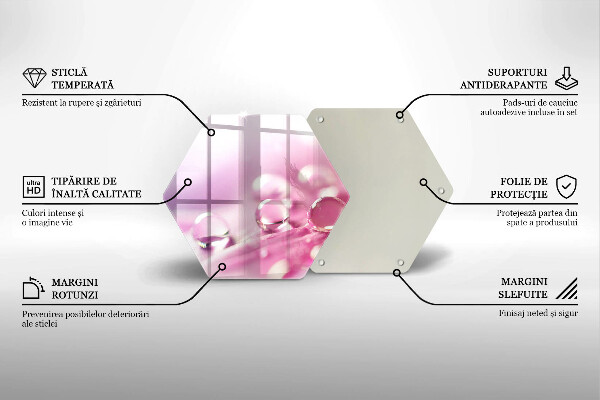 Chopping board glass Rosa flower petals