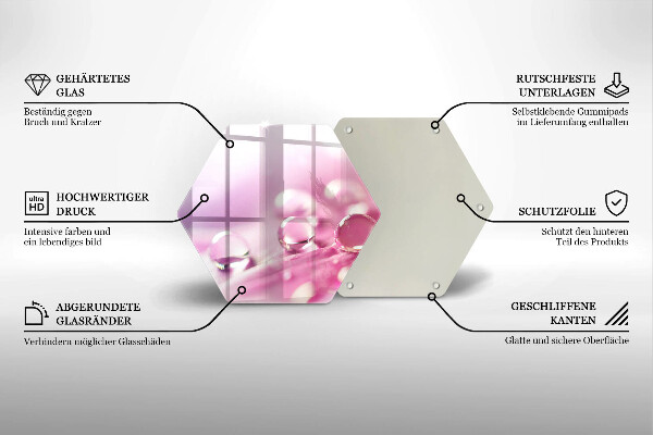 Chopping board glass Rosa flower petals