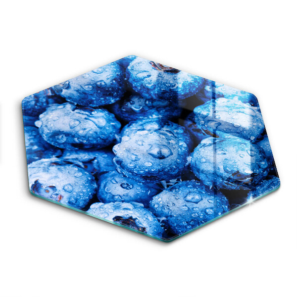 Chopping board glass Juicy blueberries