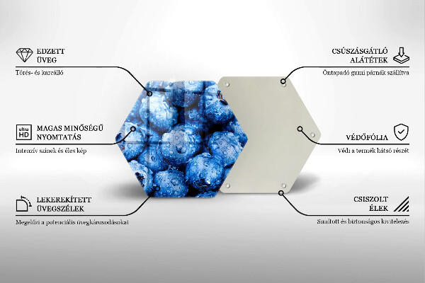 Chopping board glass Juicy blueberries