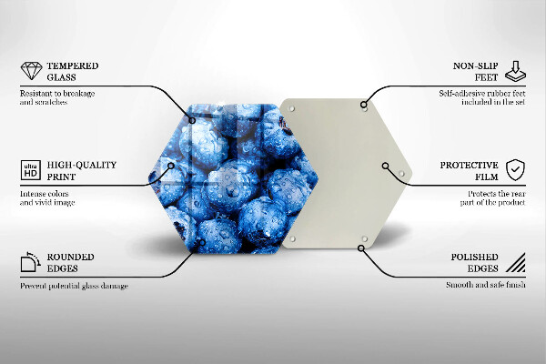 Chopping board glass Juicy blueberries