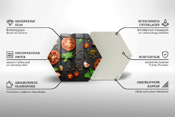 Glass chopping board Tomatoes and spices