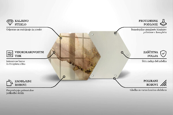 Glass worktop saver Abstraction gold