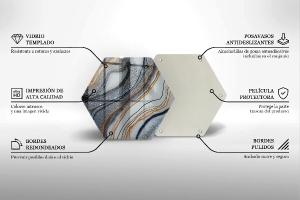 Glass worktop saver Rock with gold