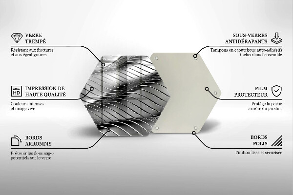 Chopping board glass 3D metal structure