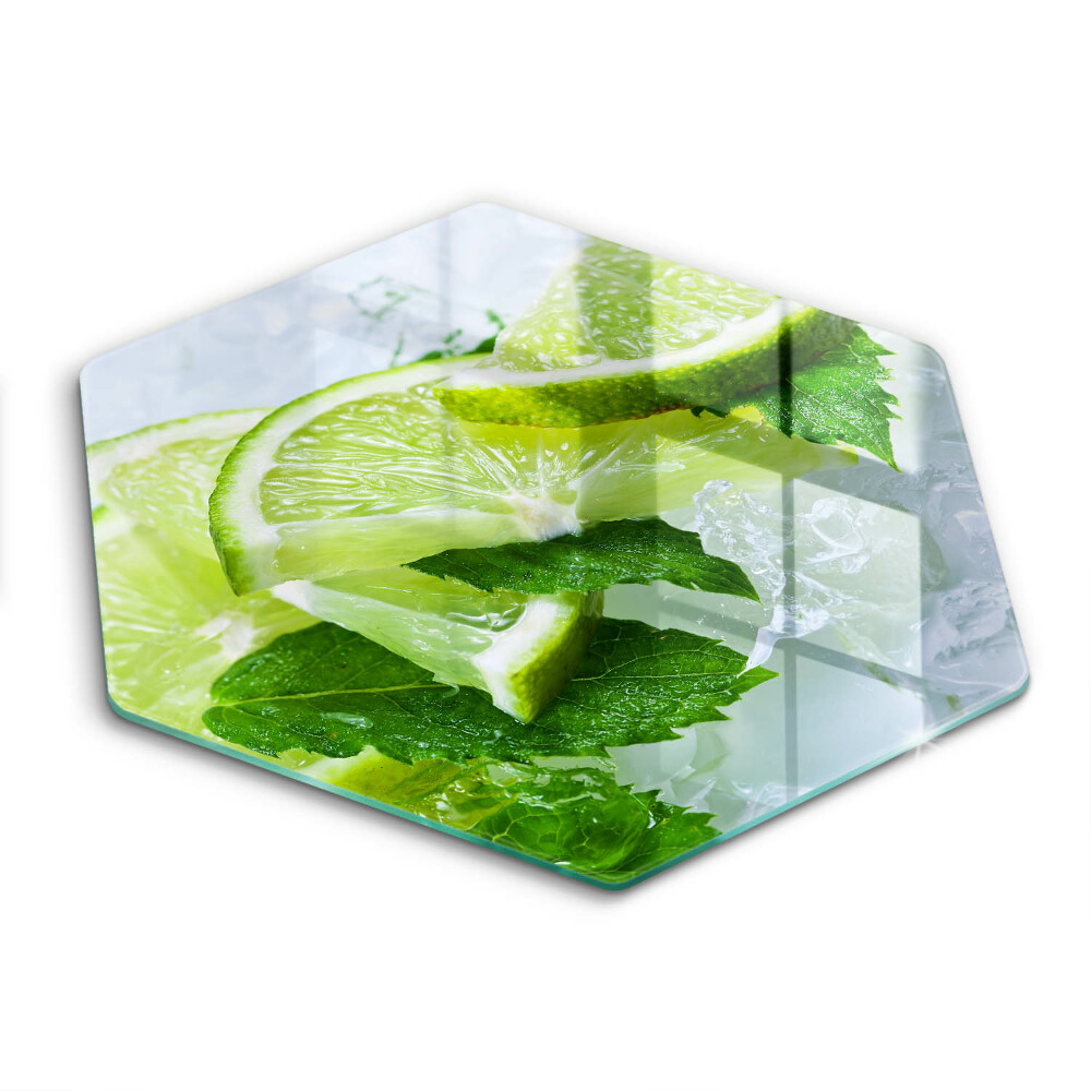 Glass chopping board Lime mint and ice