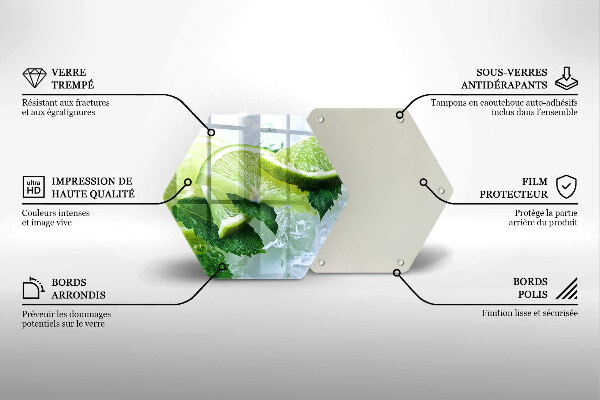 Glass chopping board Lime mint and ice