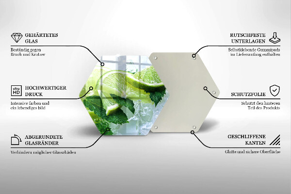 Glass chopping board Lime mint and ice