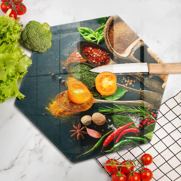 Chopping board Kitchen spices of spoon