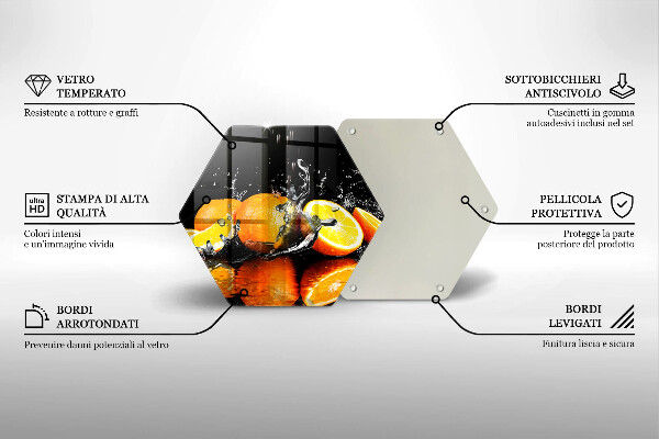 Glass worktop saver Juicy fruit oranges