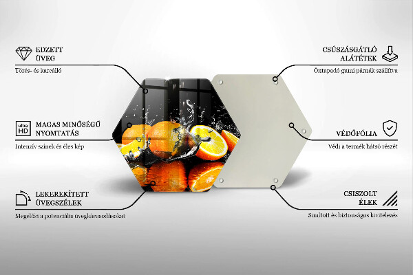 Glass worktop saver Juicy fruit oranges