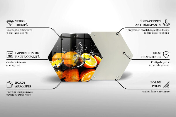 Glass worktop saver Juicy fruit oranges