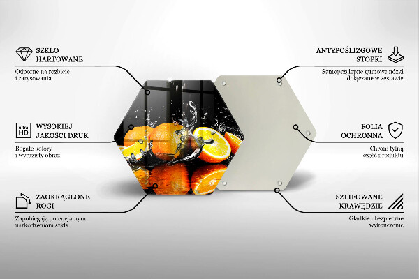 Glass worktop saver Juicy fruit oranges
