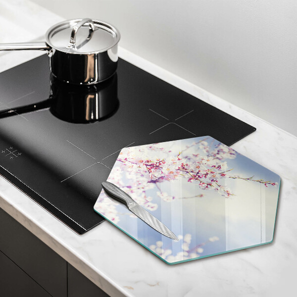 Glass worktop saver A blooming tree