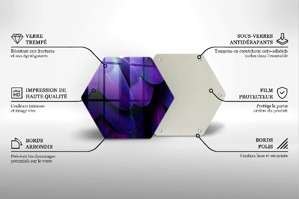 Glass worktop protector Neon feathers