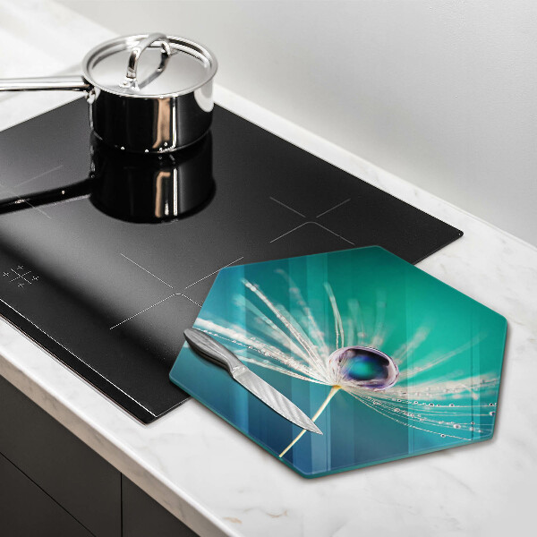 Chopping board Dew on a dandelion