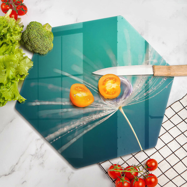 Chopping board Dew on a dandelion