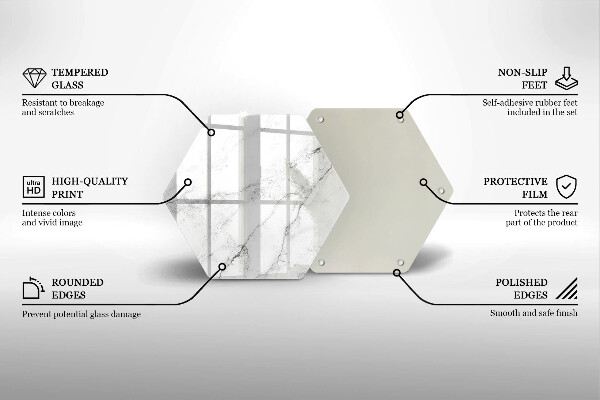 Chopping board glass Elegant marble texture