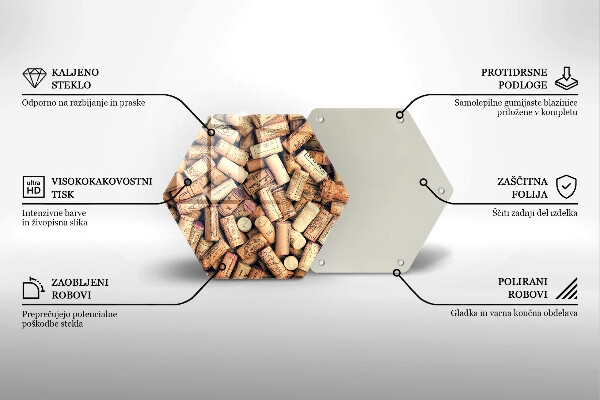 Chopping board glass Wine corks pattern