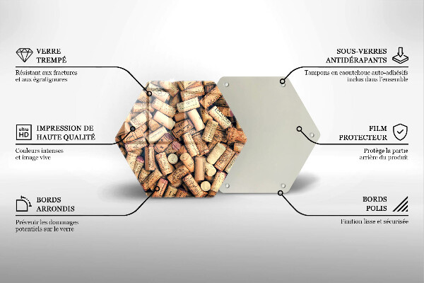 Chopping board glass Wine corks pattern