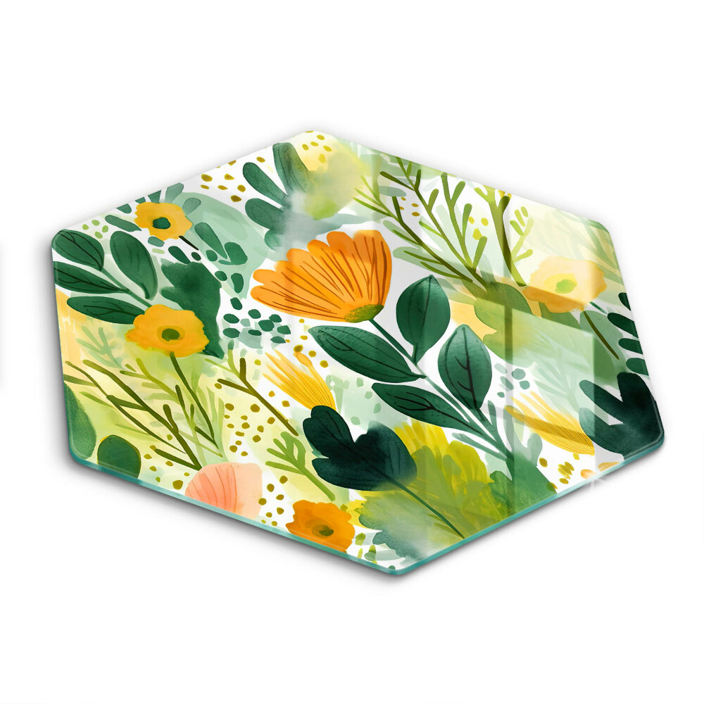 Glass kitchen board Painted flowers
