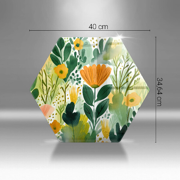 Glass kitchen board Painted flowers