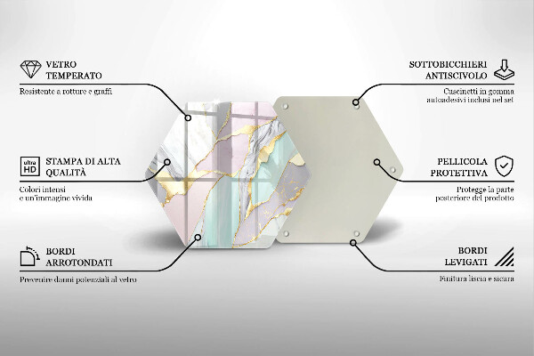 Glass kitchen board Pastel marble