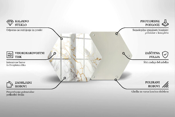 Glass worktop protector Light marble with gold