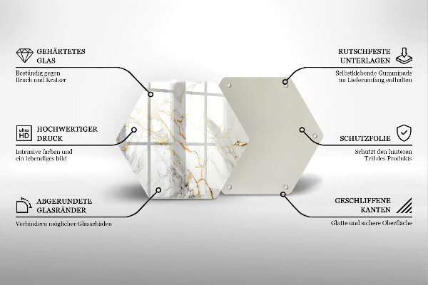 Glass worktop protector Light marble with gold