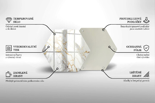 Glass worktop protector Light marble with gold