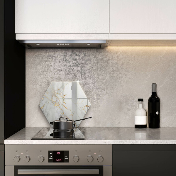 Glass worktop protector Light marble with gold