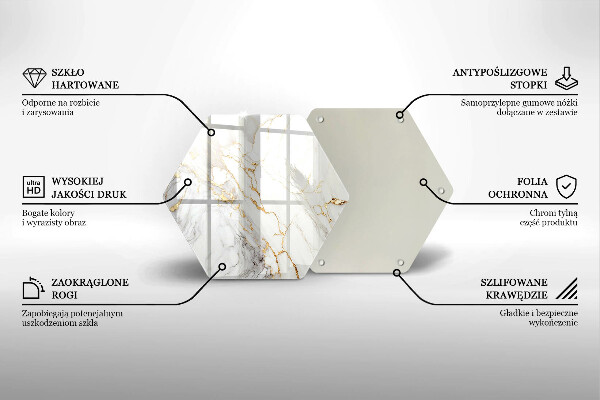 Glass worktop protector Light marble with gold