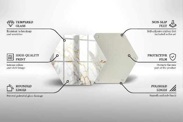 Glass worktop protector Light marble with gold