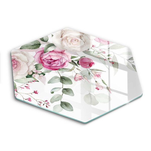 Glass worktop protector Watercolor roses