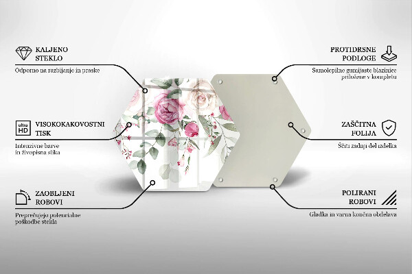 Glass worktop protector Watercolor roses